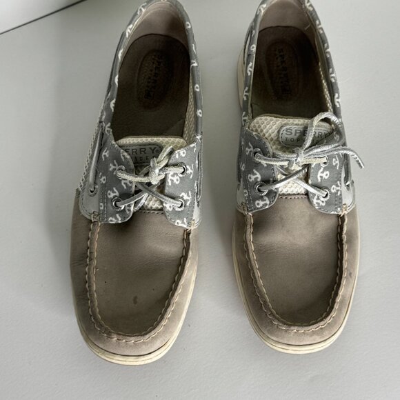 Sperry Top Siders Women's 9.5 Grey Leather with Anchors - Picture 5 of 5